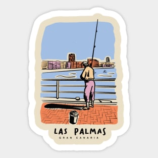 Fisherman in las palmas de Gran Canaria Canary Islands Spain travel Sticker